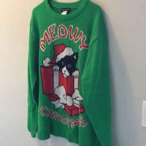Ugly cat themed Christmas sweater